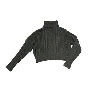 Gray Cropped Turtleneck Sweater Size Large New With Tags